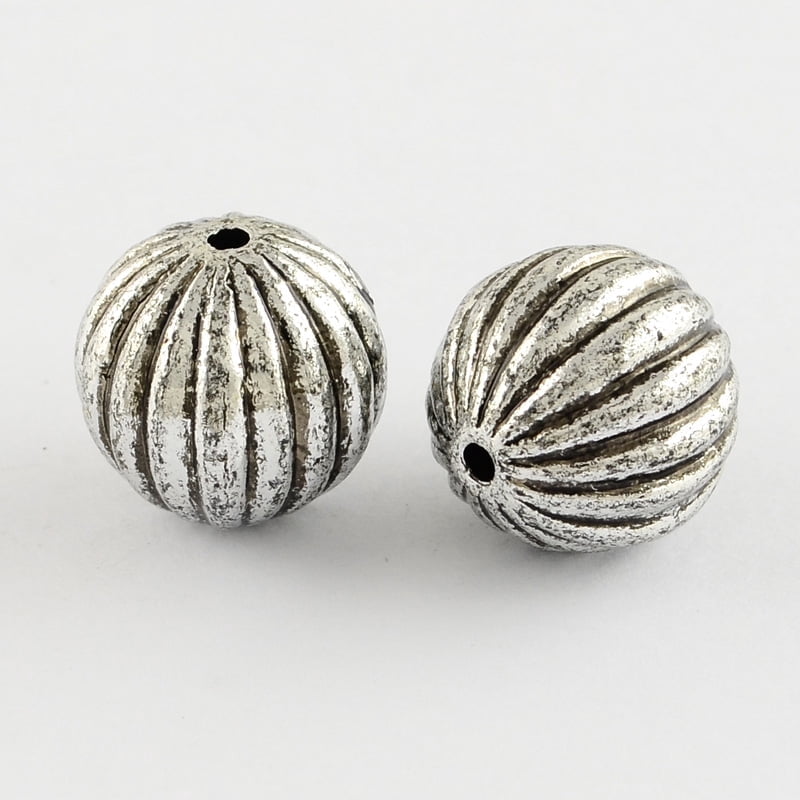 500gs Antique Acrylic Beads Round Antique Silver 10mm Hole: 2mm about 430pcs/500g