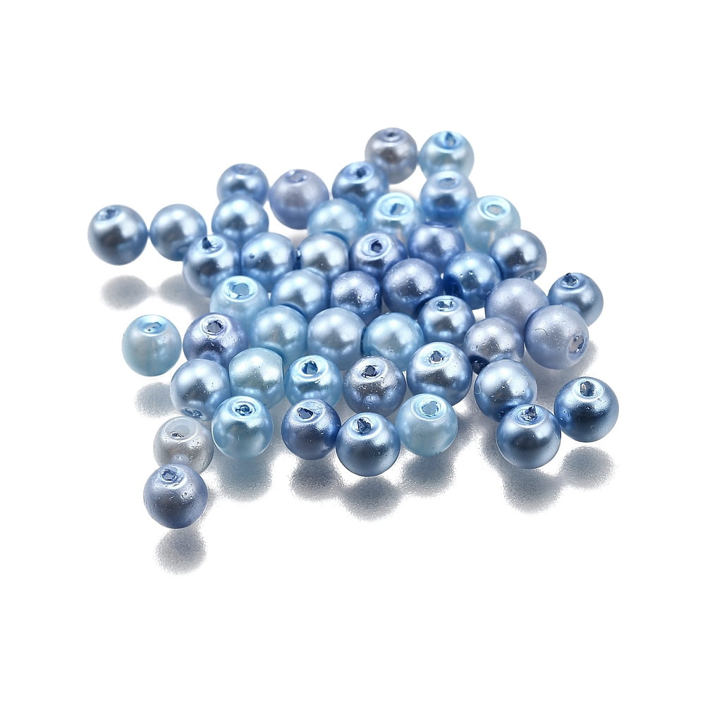 500gs Baking Painted Pearlized Glass Pearl Round Beads Light Sky Blue 4x3.5mm Hole: 1mm about 6000pcs/500g