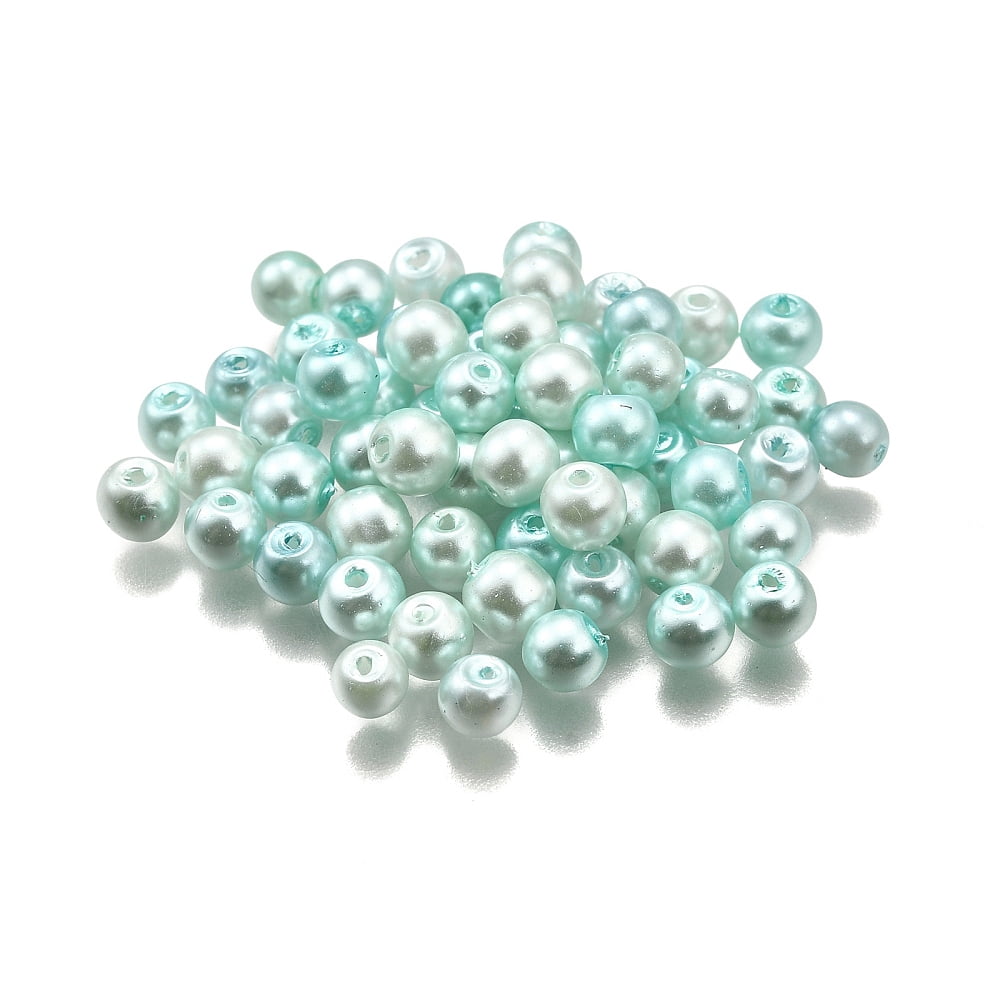 500gs Baking Painted Pearlized Glass Pearl Round Beads Pale Turquoise 4x3.5mm Hole: 1mm about 6000pcs/500g