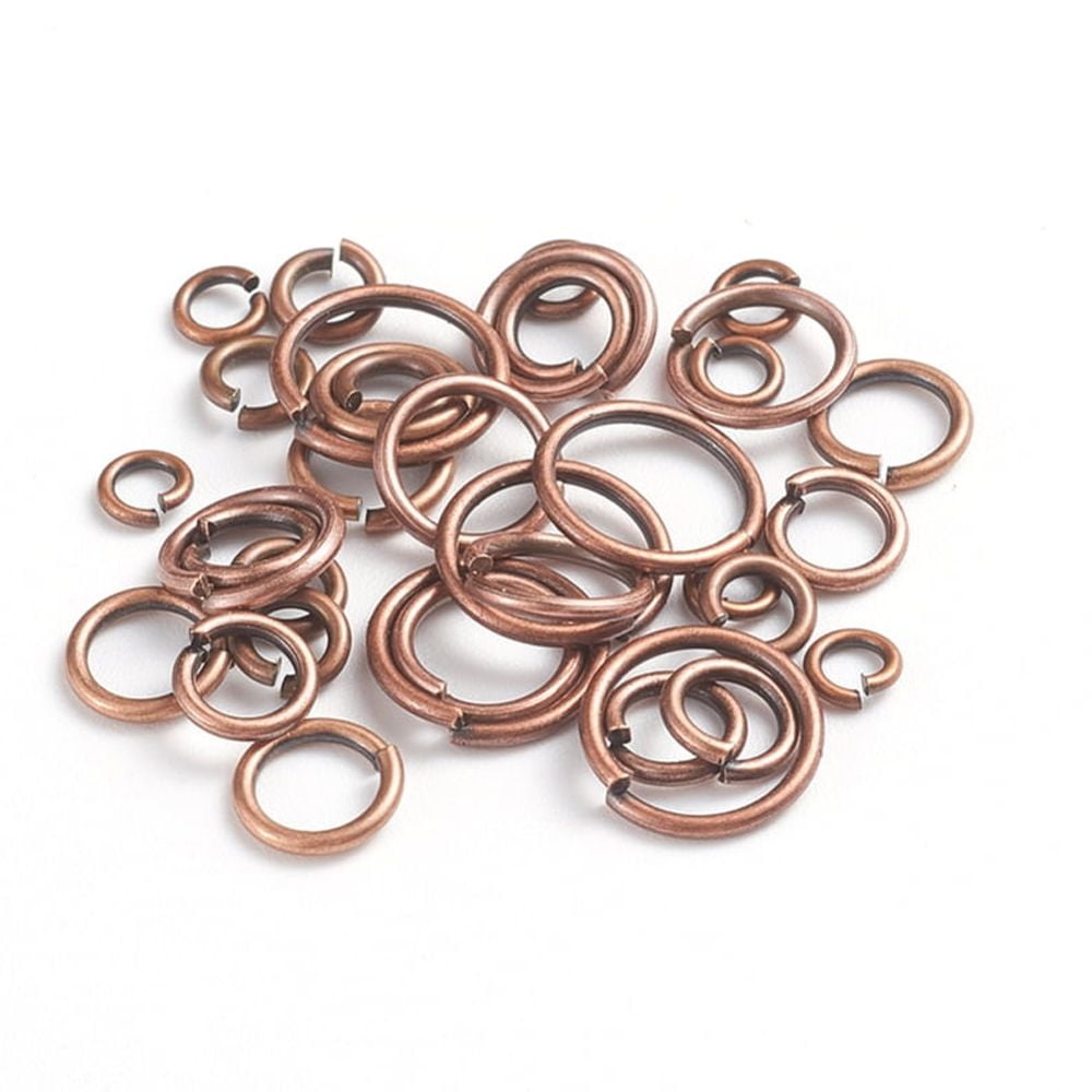 500gs Brass Jump Rings Open Jump Rings Red Copper 4~10x0.8~1mm Inner Diameter: 2.4~8mm