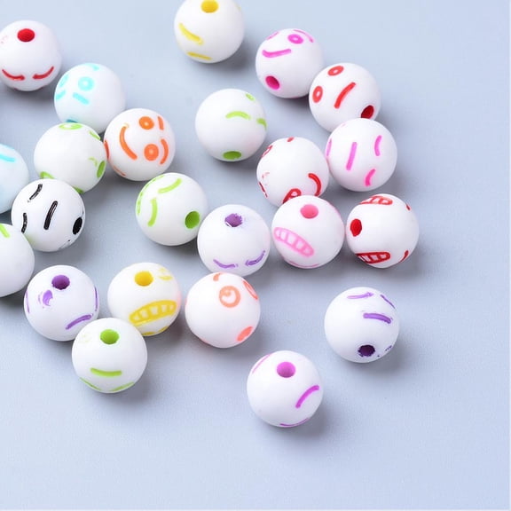 500gs Craft Acrylic Beads with Smiling Face Round Mixed color 7~8mm Hole: 1.5mm about 2000pcs/500g
