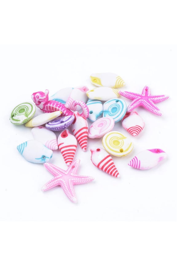 500gs Craft style Acrylic Pendants Ocean Theme Mixed Shapes Mixed color 13~28x9.5~23x4~5mm Hole: 1mm about 1203pcs/500g