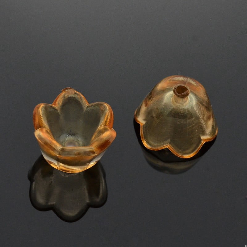 500gs Dyed Transparent Acrylic Beads Flower Chocolate about 10mm wide 6mm thick hole: 1.5mm about1900pcs/500g