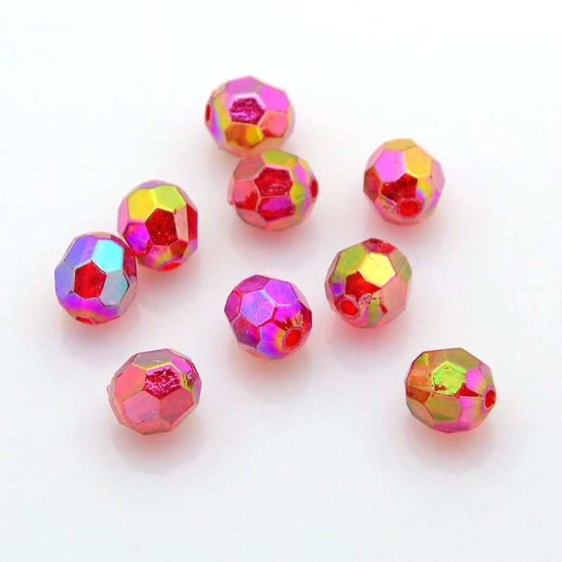 Ab Color 500gs Eco-Friendly Transparent Acrylic Beads Faceted Round AB color Red ...