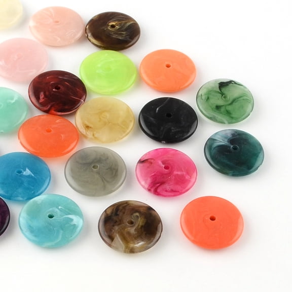 500gs Flat Round Imitation Gemstone Acrylic Beads Mixed color 26x6mm Hole: 2.5mm 180pcs/500g