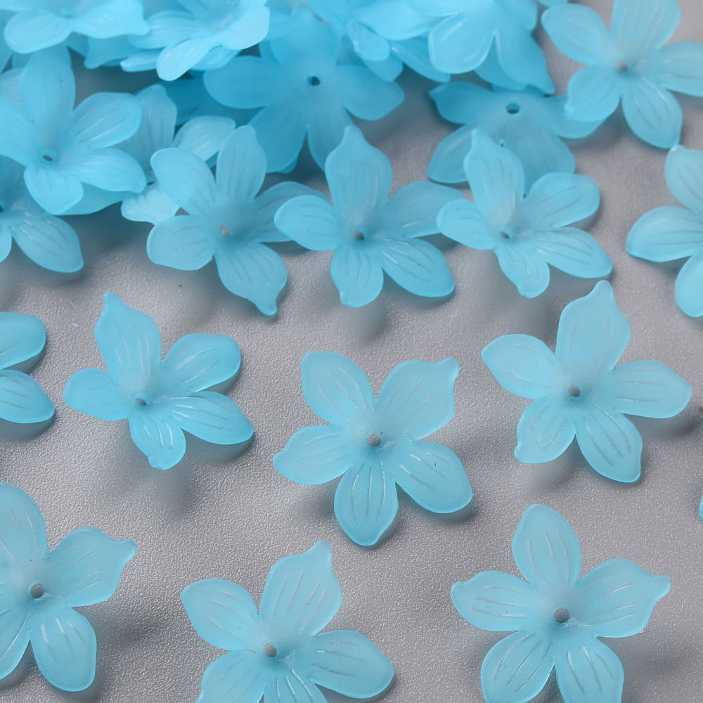 500gs Frosted Acrylic Bead Caps 20x21.5x4.5mm Hole: 1.6mm about 1630pcs/500g Blue