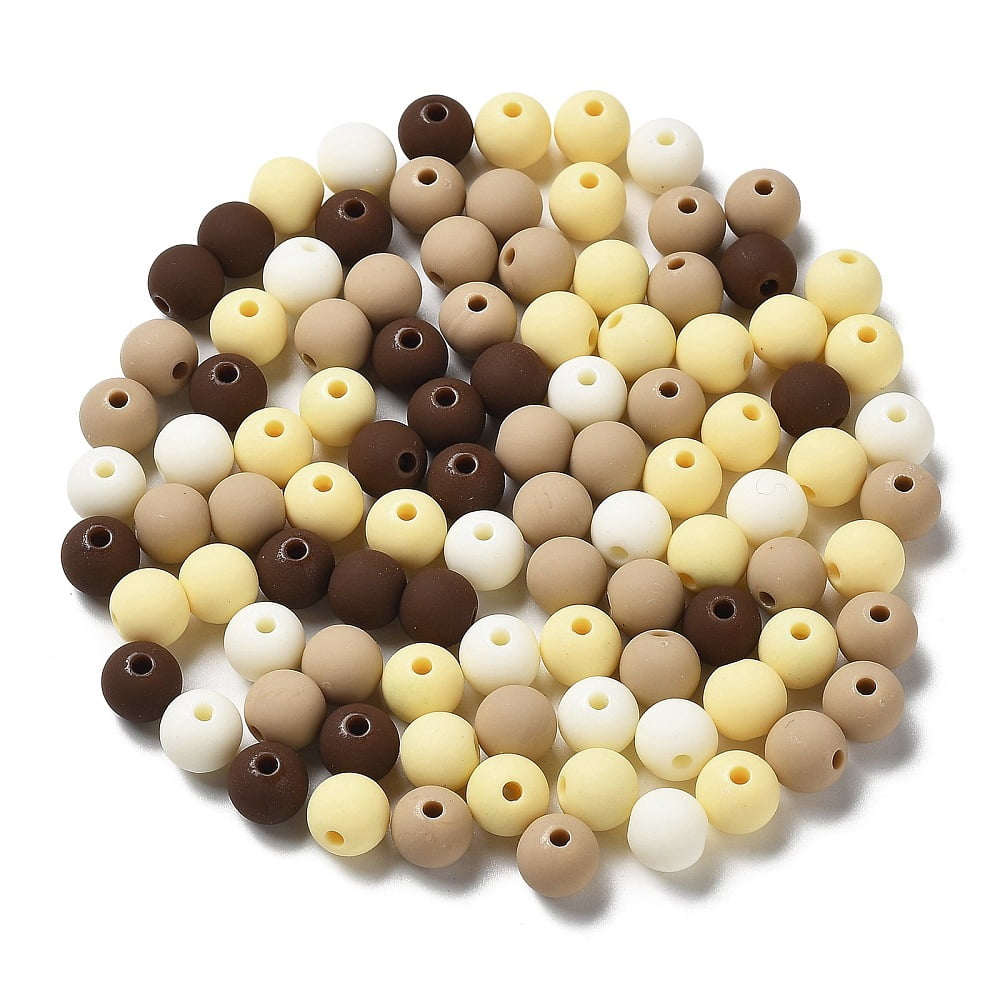 500gs Frosted Opaque Acrylic Beads Round Coconut Brown 8mm Hole: 2mm about 1851pcs/500g