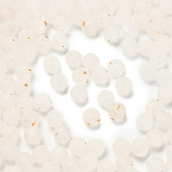 500gs Frosted Transparent Acrylic Beads Round with golden Foil & Glitter Gradient color Old Lace 6x5.5mm Hole: 1.8mm about 4545pcs/500g