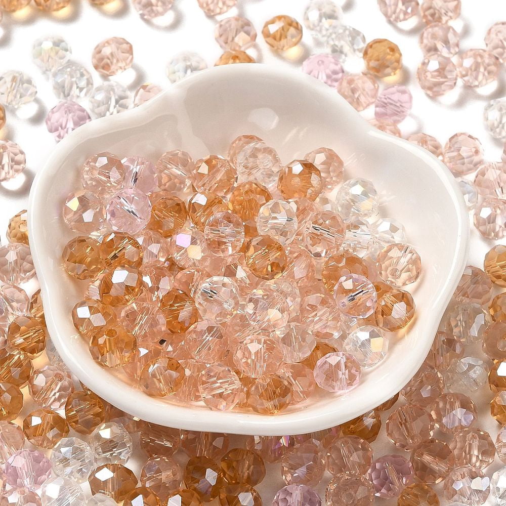 500gs Glass Beads Faceted Rondelle Pearl Pink 8x6mm Hole: 1mm about 1210pcs/500g