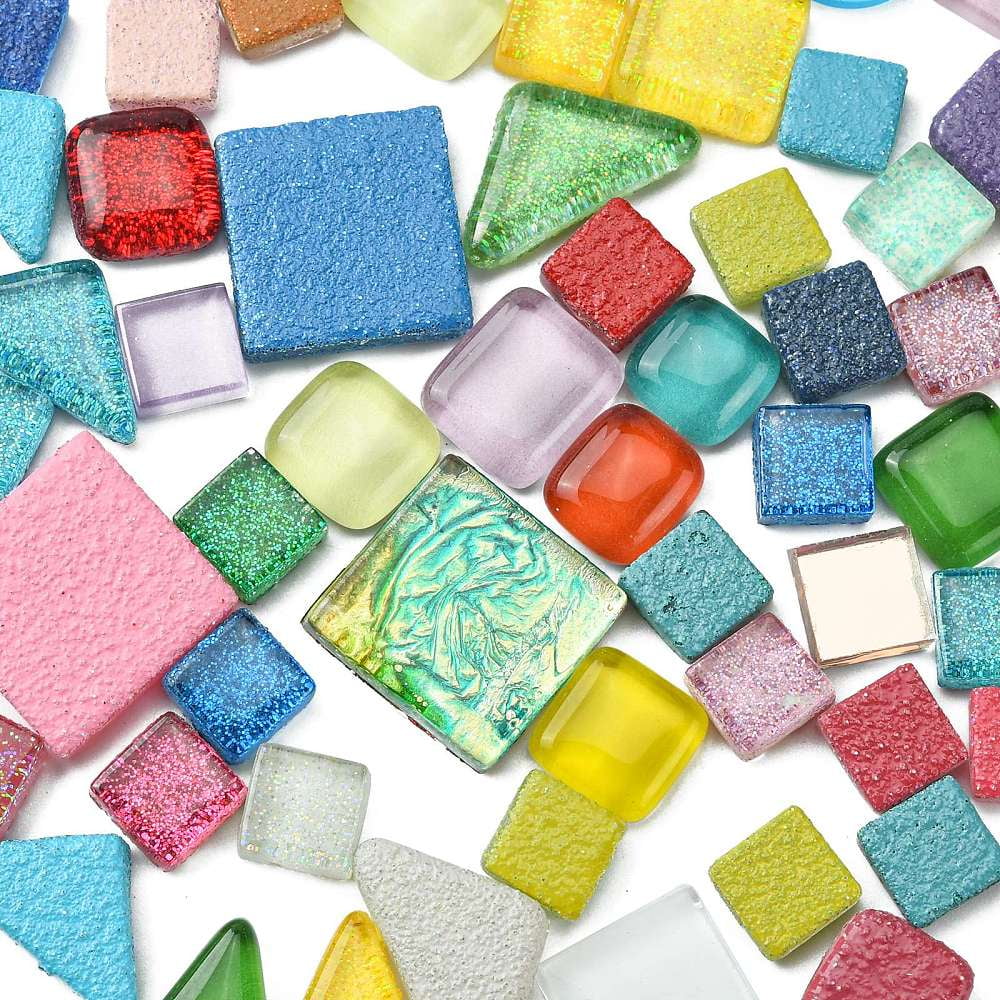 500gs Glass & Porcelain Mosaic Tiles Mixed Shape Mosaic Tiles for DIY Mosaic Art Crafts Picture Frames and More Mixed color 10~64x10~44x4~5.5mm