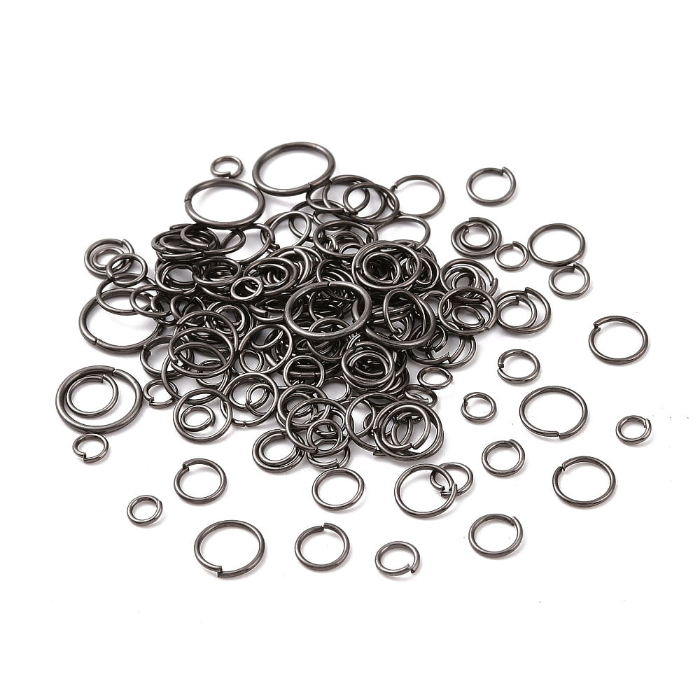 500gs Iron Jump Rings Open Jump Rings Mixed Size Gunmetal 18~21 Gauge 4~10x0.7~1mm