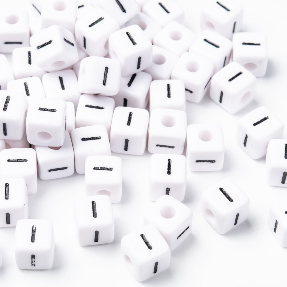 500gs Letter Acrylic European Beads Horizontal Hole Cube Letter.I 10x10x10mm Hole: 3.5~4mm about 598pcs/500g