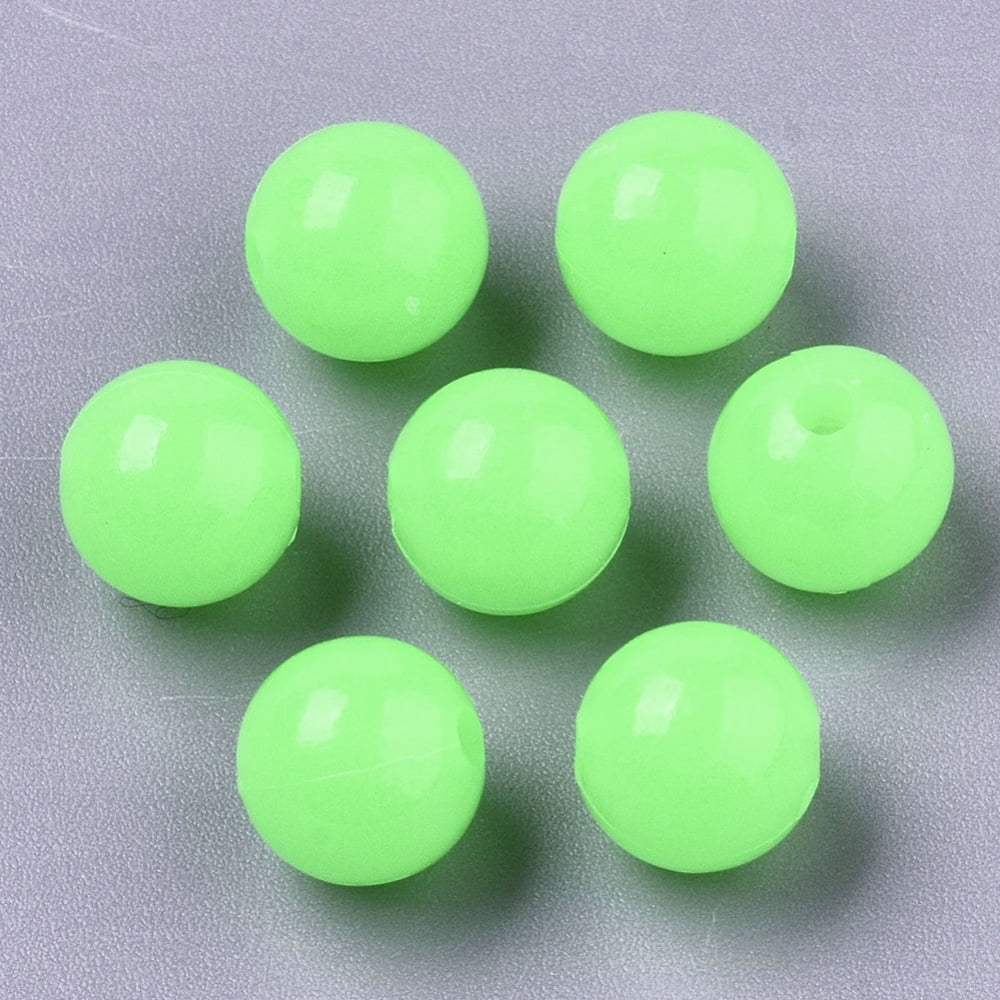 500gs Luminous Acrylic Beads Glow in the Dark Round Lawn Green 8mm Hole: 1.8mm about 1850pcs/500g Acrylic