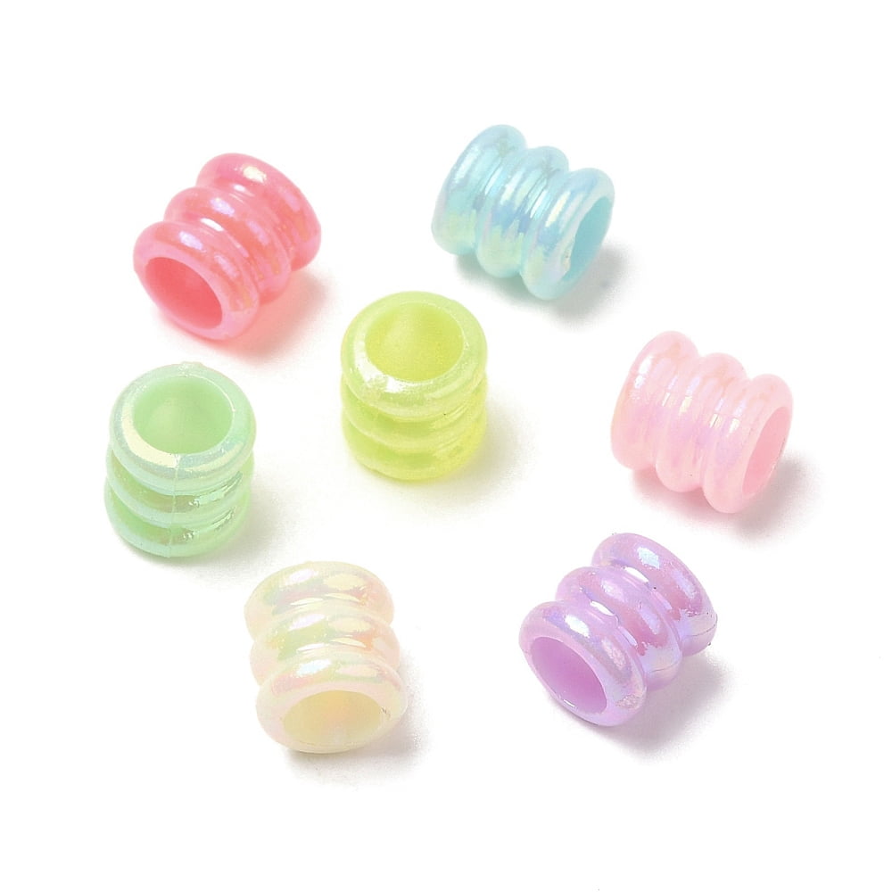 500gs Opaque Acrylic Beads AB color Column Mixed color 7x7mm Hole: 4mm about 4166pcs/500g