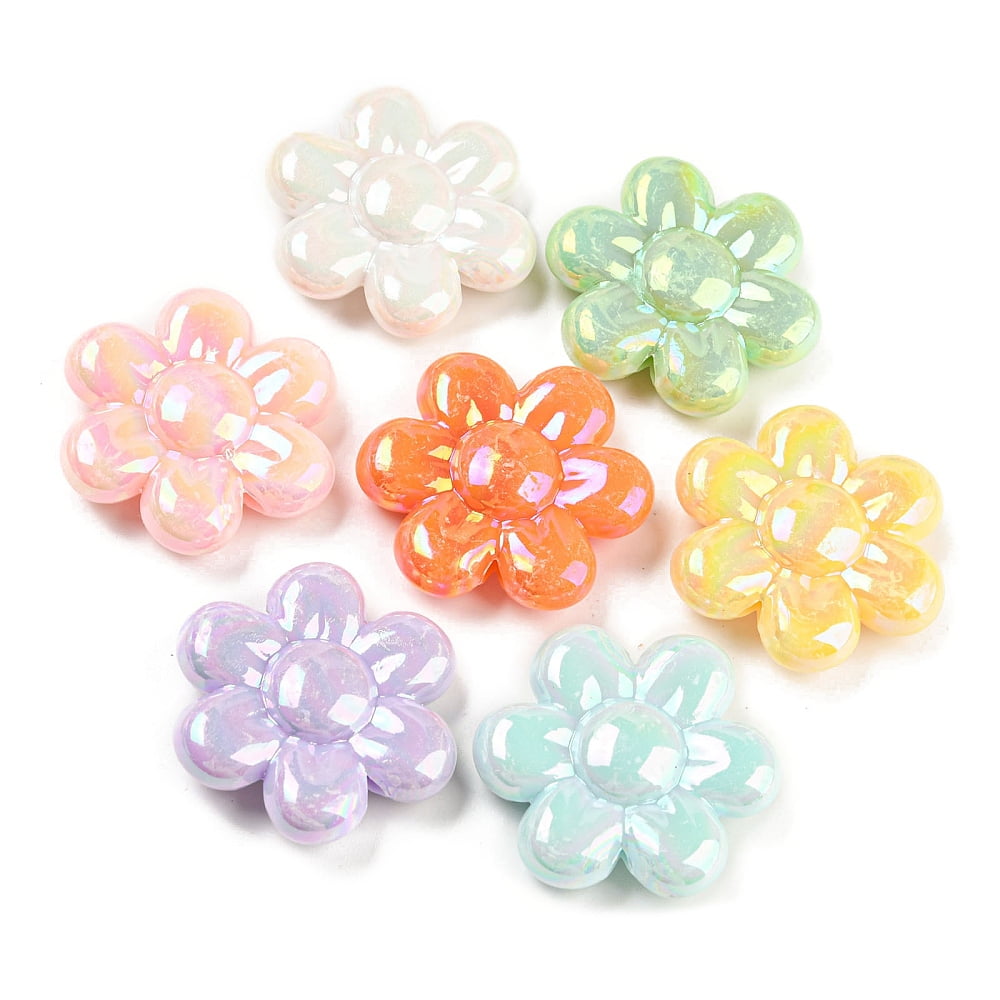 500gs Opaque Acrylic Beads AB color Flower Mixed color 31x34x10mm Hole: 2mm about 100pcs/500g