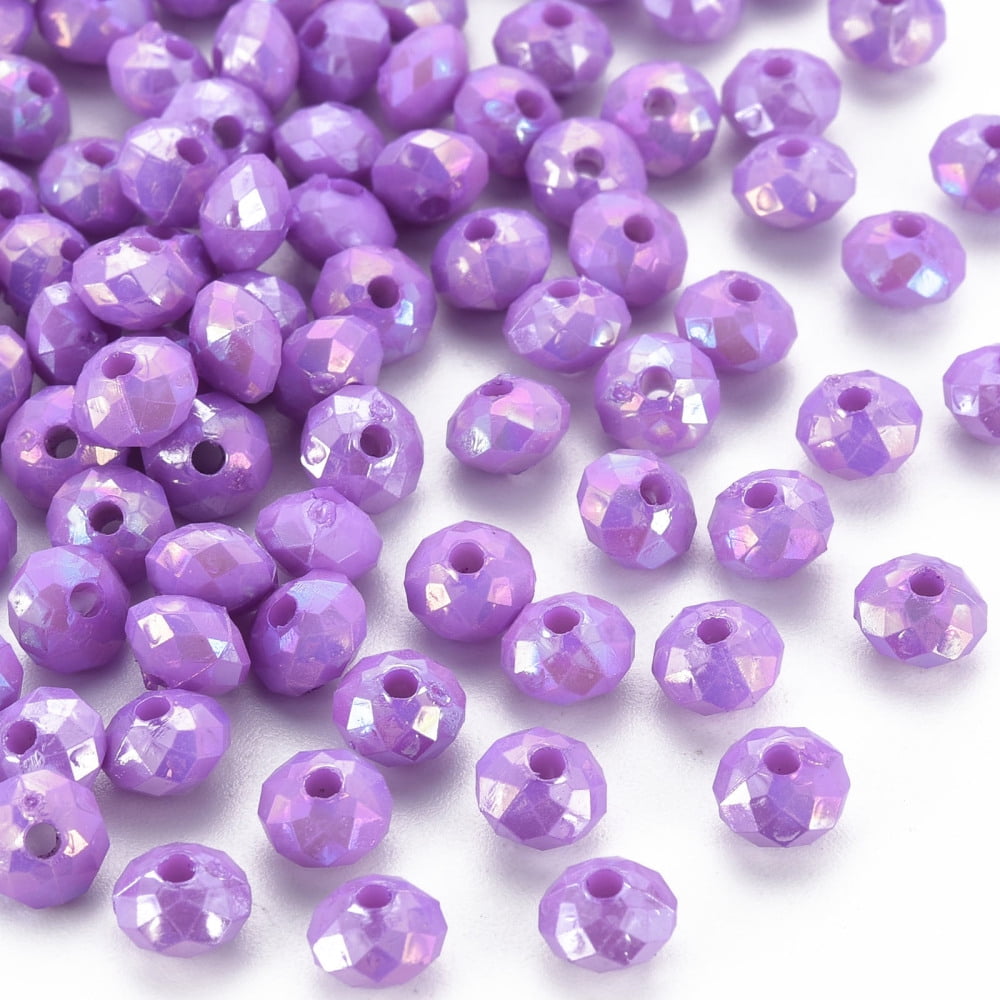 500gs Opaque Acrylic Beads AB color Plated Faceted Rondelle Blue Violet 6mm Hole: 1.5mm about 6200pcs/500g.
