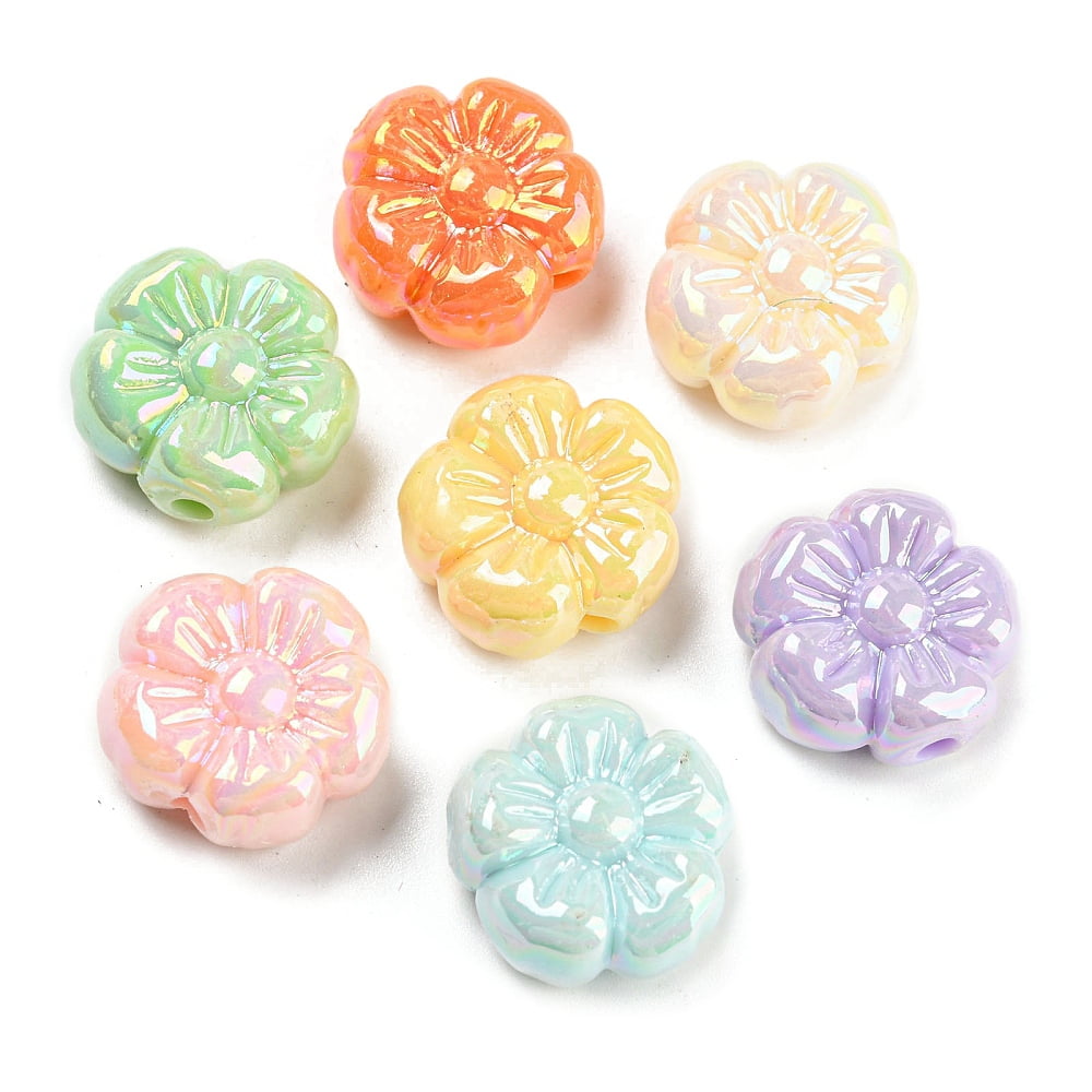 500gs Opaque Acrylic Beads AB color Plated Flower Mixed color 19x19x9.5mm Hole: 2.8mm about 222pcs/500g