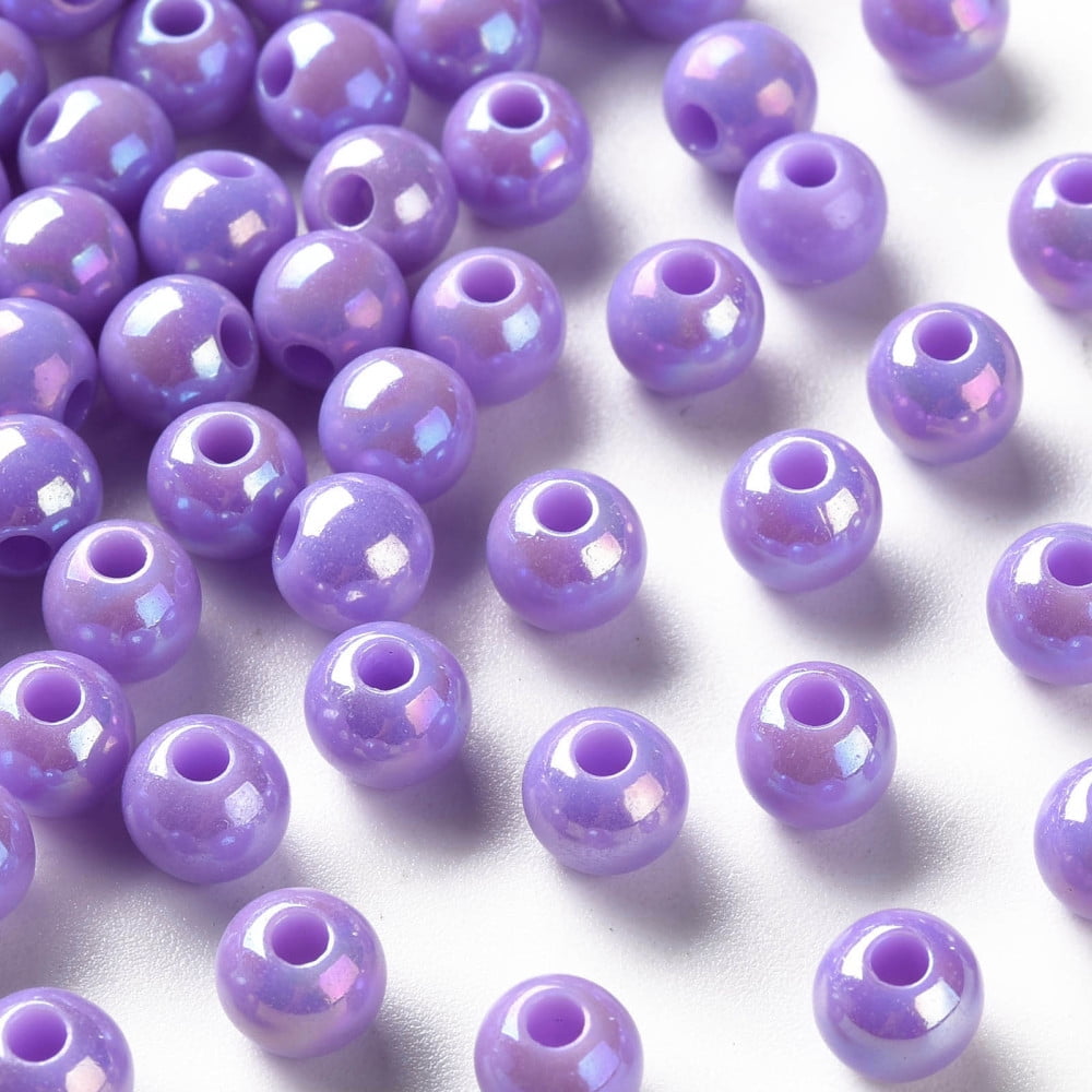 500gs Opaque Acrylic Beads AB color Round Lilac 6x5mm Hole: 1.8mm about 4400pcs/500g