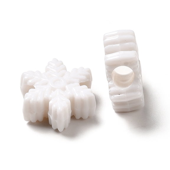 500gs Opaque Acrylic Beads Christmas Snowflake White 14.5x13x6mm Hole: 4mm about 950pcs/500g
