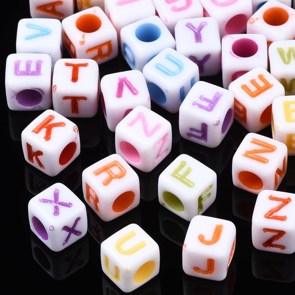 500gs Opaque Acrylic Beads Cube with Alphabet Random Mixed Letters 6x6x6mm Hole: 3mm about 2995pcs/500g DIY