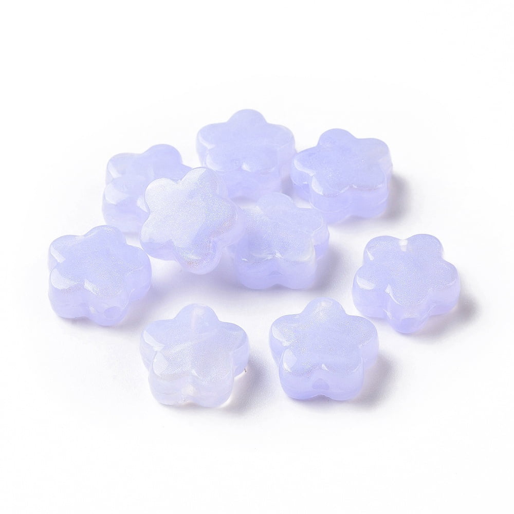 500gs Opaque Acrylic Beads Glitter Beads Flower Lilac 14.5x15x6.5mm Hole: 2mm 496pcs/500g DIY