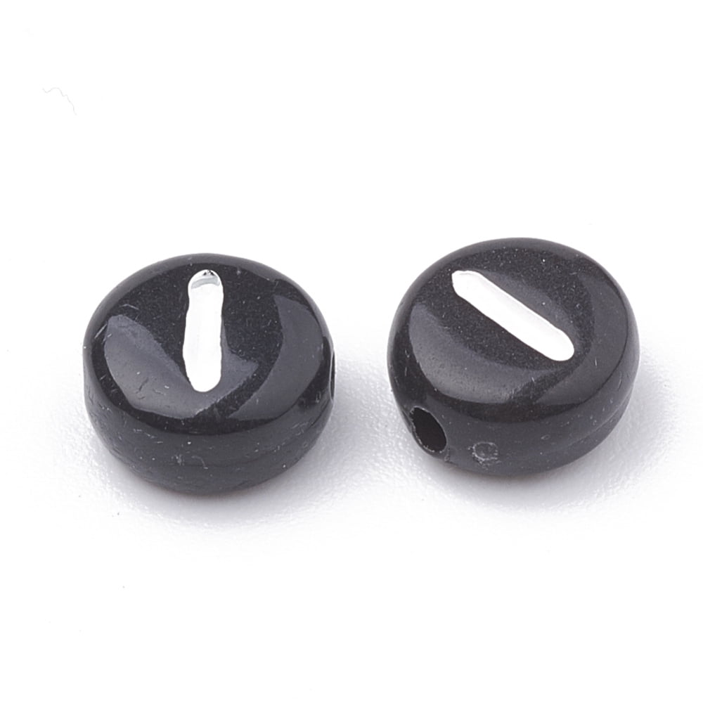 500gs Opaque Acrylic Beads Horizontal Hole Alphabet style Flat Round Letter.I 7x4mm Hole: 1.5mm about 3700pcs/500g DIY