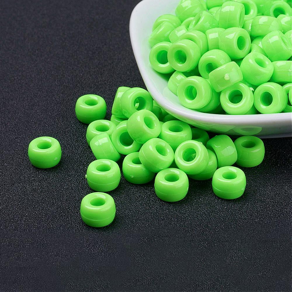 500gs Opaque Acrylic European Beads Barrel Green 9x6mm Hole: 4mm about 1900pcs/500g