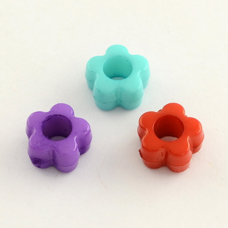 500gs Opaque Acrylic European Beads Large Hole Flower Beads Mixed color 11x6mm Hole: 5mm about 1440pcs/500g