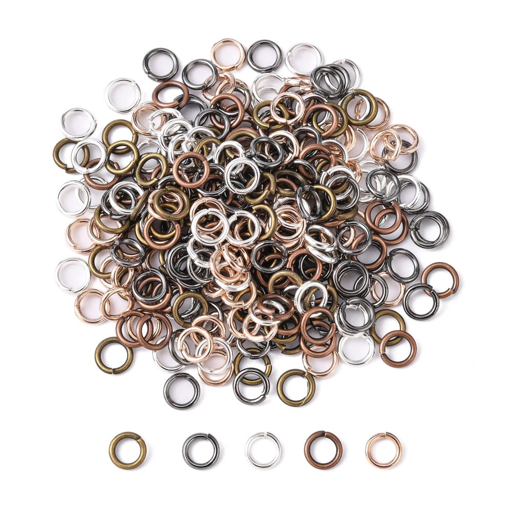 500gs Open Jump Rings Brass Jump Rings Mixed color 6x1mm 18 Gauge Inner Diameter: 4mm about 4160pcs/500g