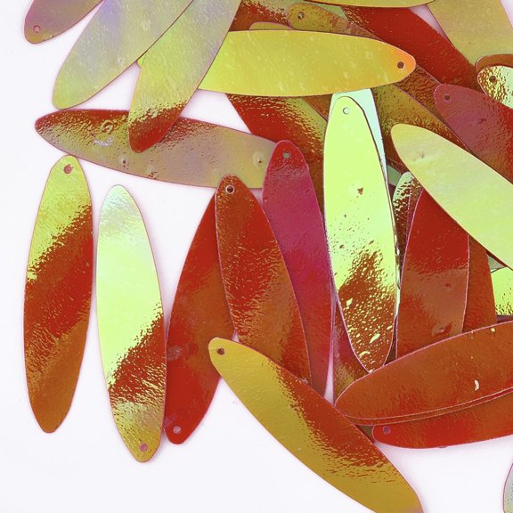 500gs Ornament Accessories PVC Plastic Paillette/Sequins Pendants AB color Oval Red 40.5x10x0.3mm Hole: 0.9mm about 3800pcs/500g