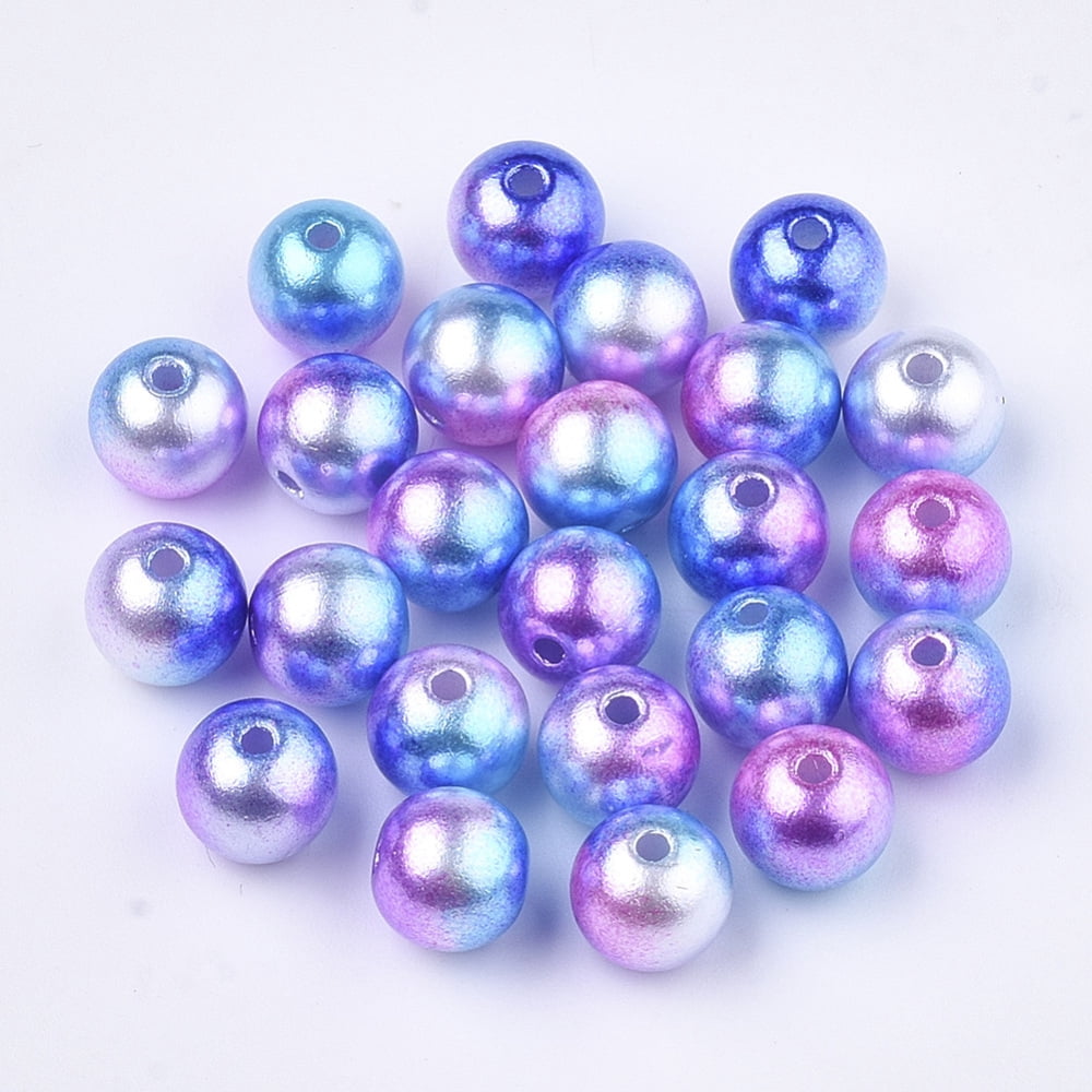 500gs Rainbow ABS Plastic Imitation Pearl Beads Gradient Mermaid Pearl Beads Round Medium Orchid 9.5~10x9mm Hole: 1.6mm about 1000pcs/500g Brown