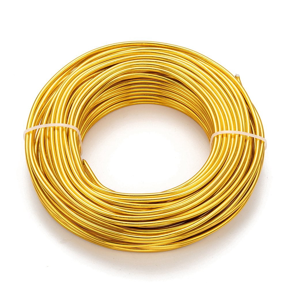 500gs Round Anodized Aluminum Wire Bendable Metal Craft Wire for DIY Jewelry Craft Making Gold 9 Gauge 3.0mm 25m/500g(82 Feet/500g)
