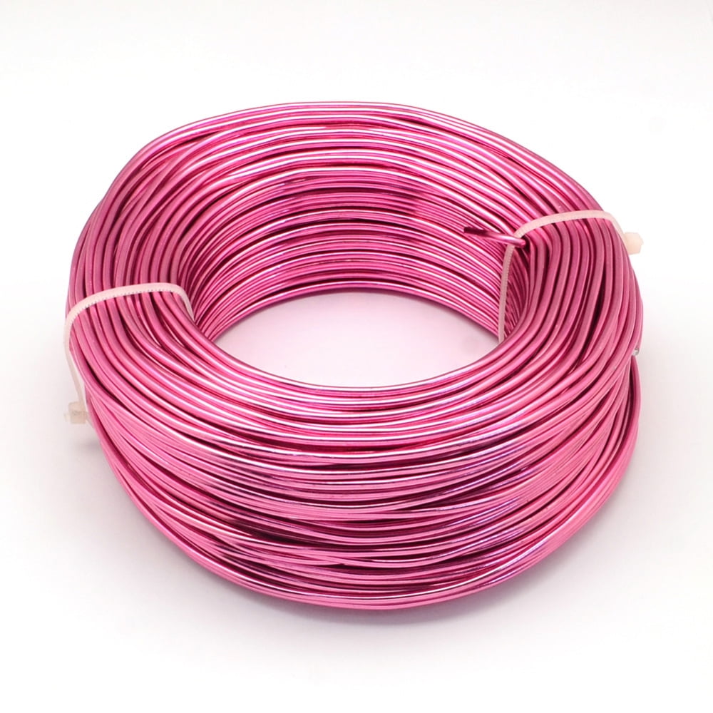 500gs Round Anodized Aluminum Wire Bendable Metal Craft Wire for Jewelry Craft Making Camellia 9 Gauge 3.0mm 25m/500g(82 Feet/500g)