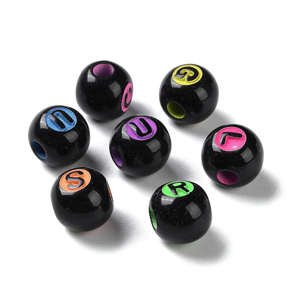 500gs Spray Printed Opaque Acrylic European Beads Large Hole Beads Round with Letter Mixed color 11.5x10.5mm Hole: 4mm about 1000pcs/500g DIY