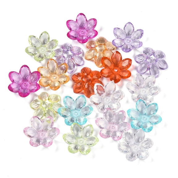 500gs Transparent Acrylic Bead Caps Lotus Flower Beads Mixed color 23.5x21x6.5mm Hole: 2mm 462pcs/500g