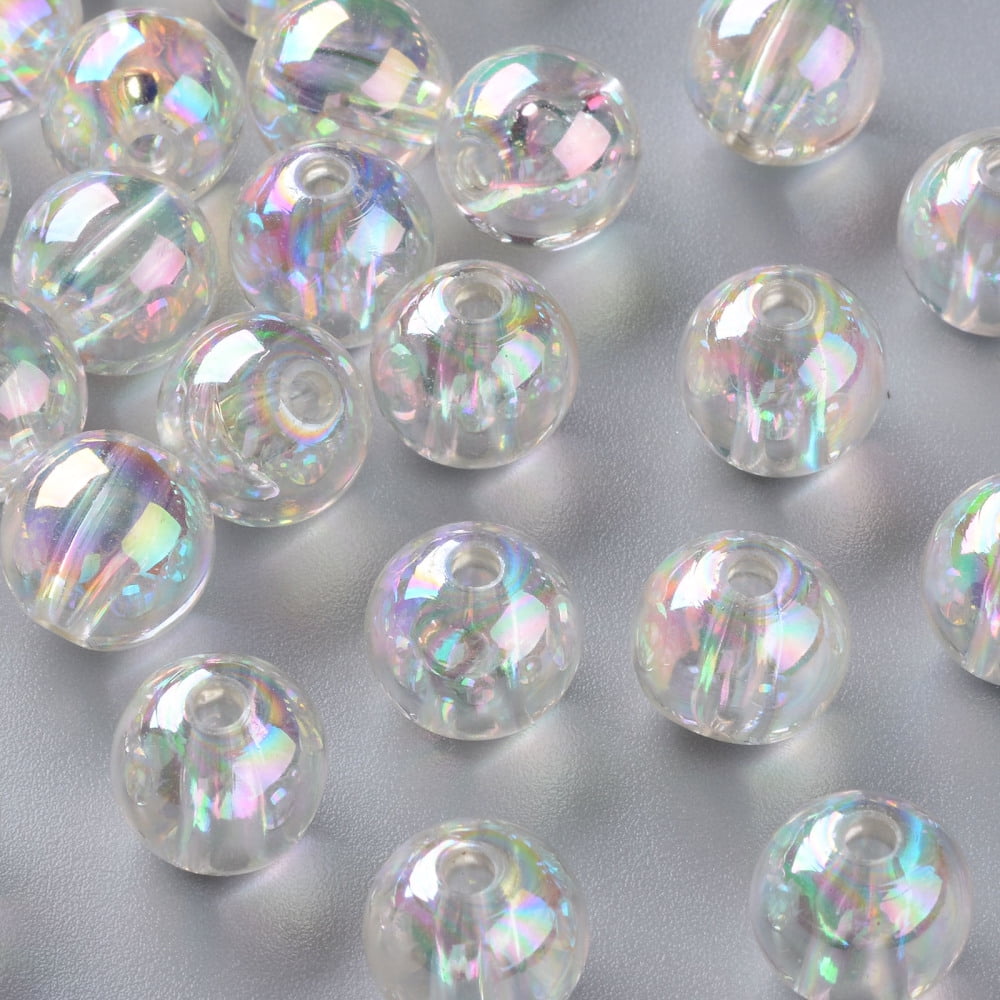 500gs Transparent Acrylic Beads AB color Plated Round Clear AB 12x11mm ...