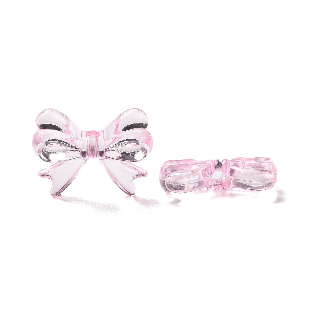 500gs Transparent Acrylic Beads Bowknot Lavender Blush 14x18x4.5mm Hole: 2mm about 917pcs/500g