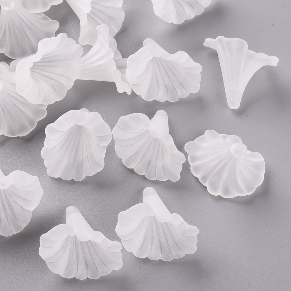 500gs Transparent Acrylic Beads Calla Lily Frosted Clear 40.5x33x35mm Hole: 1.8mm about 135pcs/500g