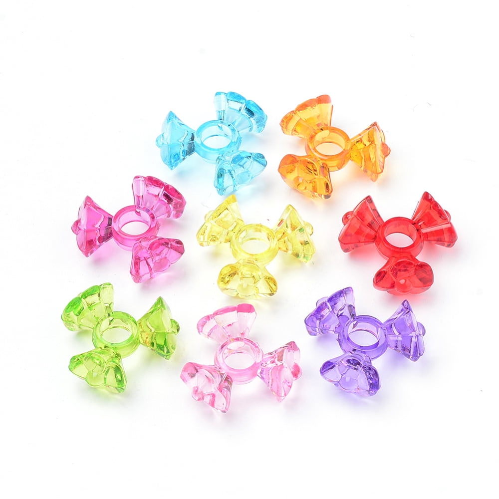 500gs Transparent Acrylic Beads Flower Mixed color 19x20x10mm Hole: 5.2mm about 540pcs/500g