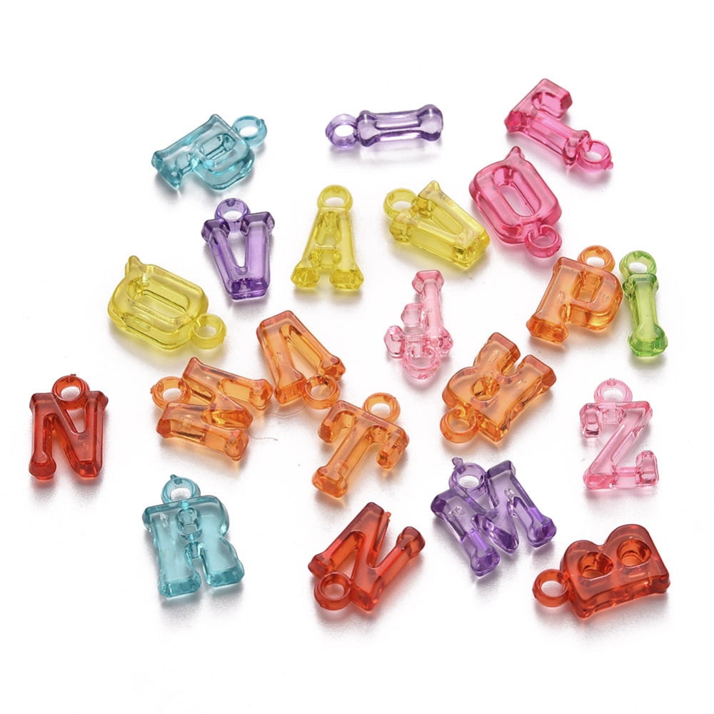 500gs Transparent Acrylic Beads Mixed Initial Letters Mixed color 14~15x4~10.5x3.5mm Hole: 1.8mm about 2350pcs/500g