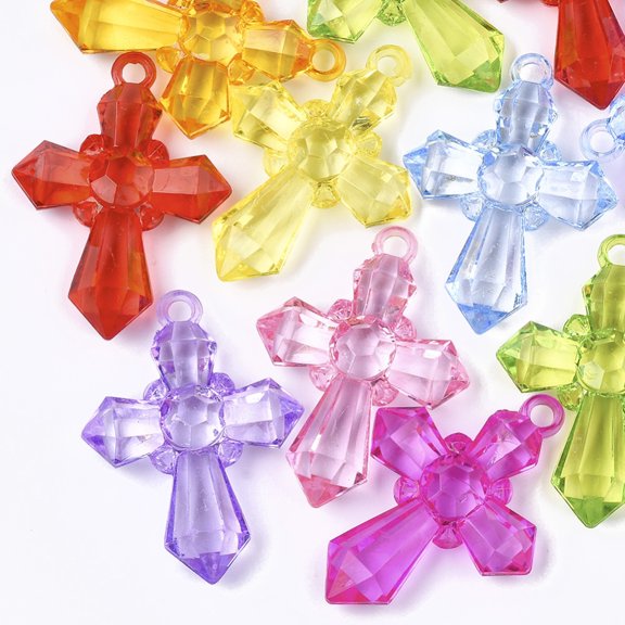 500gs Transparent Acrylic Pendants Faceted Mixed color 45x32.5x9mm Hole: 2.5mm about 160pcs/500g