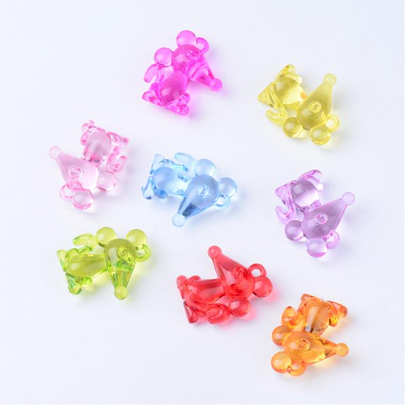 500gs Transparent Acrylic Pendants Mouse Mixed color 31.5x28x11mm Hole: 3mm about 157pcs/500g