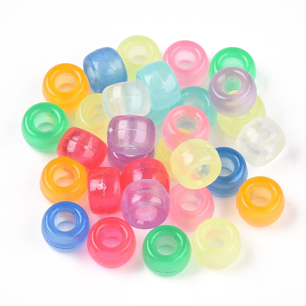 500gs Transparent Luminous Acrylic Beads Crow Beads Pony Beads Glow in the Dark Rondelle Mixed color 9x6mm Hole: 3.8mm Multi-color