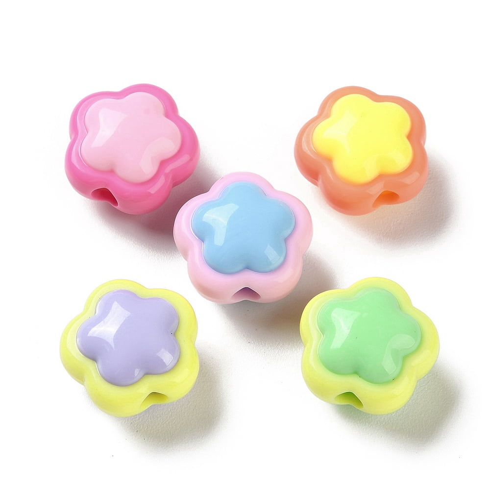 500gs Two Tone Opaque Acrylic Beads Flower 17x17.5x12mm Hole: 3.7mm