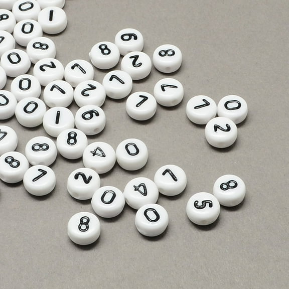 500gs White and Black Acrylic Flat Round with Mixed 7x4mm Hole: 1.3mm about 3600pcs/500g
