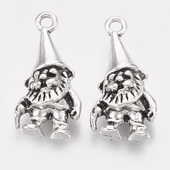 500gs style Alloy Pendants Dwarf/Gnome Lead Free & Cadmium Free Antique Silver 24x11x7mm Hole: 1.6mm about 200pcs/500g