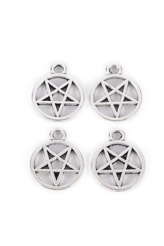 500gs style Alloy Pendants Lead Free & Cadmium Free Star Antique Silver 16x13x1mm Hole: 1.8mm about 830pcs/500g