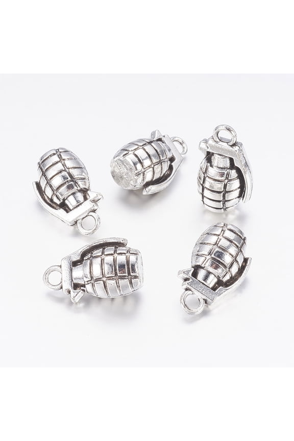 500gs style Zinc Alloy Pendants Lead Free & Cadmium Free Grenade Antique Silver 22.3x13x11.5mm Hole: 3mm about 60pcs/500g