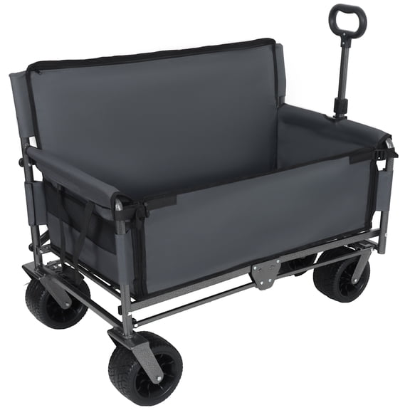 500lb Capacity 3-in-1 Folding Wagon w/Bench Seat-180L Storage&All-Terrain Wheels