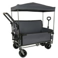thumbnail image 1 of 500lbs/180L 3-in-1 Folding Wagon Cart Heavy-Duty with Bench Seat&Canopy&Storage , All-Terrain Wagon for Camping, Beach, Sports, Garden, Gray, 1 of 23